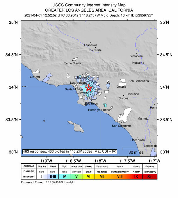 Huntington Park quake map